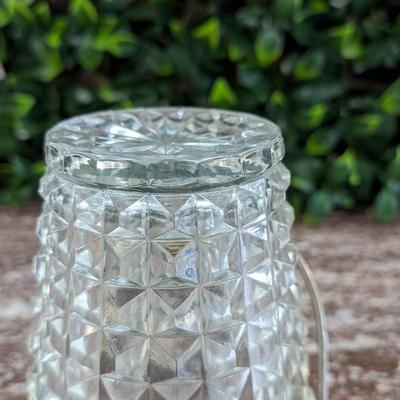 Vintage Cut Glass Crystal Ice Bucket with Silverplate Rim and Handle