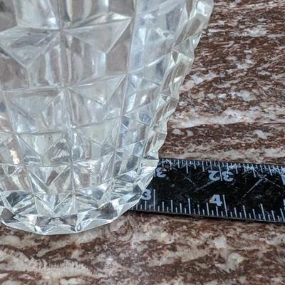Vintage Cut Glass Crystal Ice Bucket with Silverplate Rim and Handle