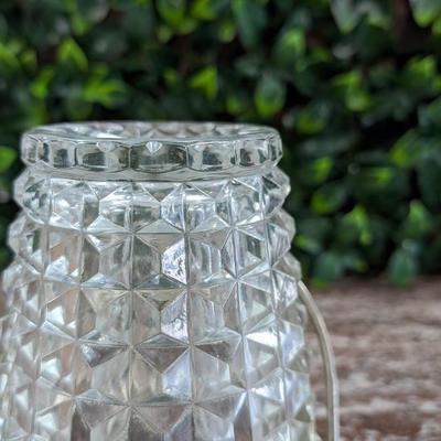 Vintage Cut Glass Crystal Ice Bucket with Silverplate Rim and Handle