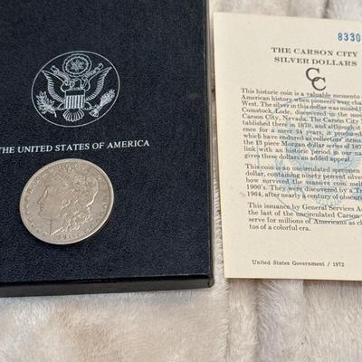 1891 CARSON CITY MORGAN UNCIRCULATED BOX AND COA