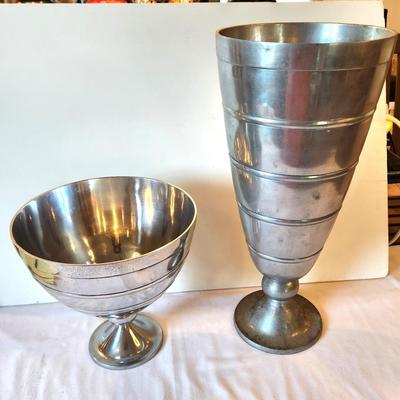 Lot #66 Lot of 2 Pewter Style Vases