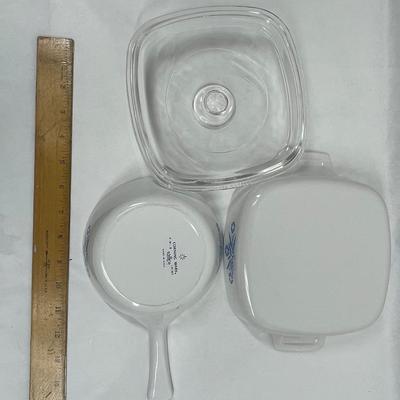 Blue Cornflower Corningware - small casserole w/lid & small handled skillet