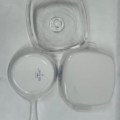 Blue Cornflower Corningware - small casserole w/lid & small handled skillet