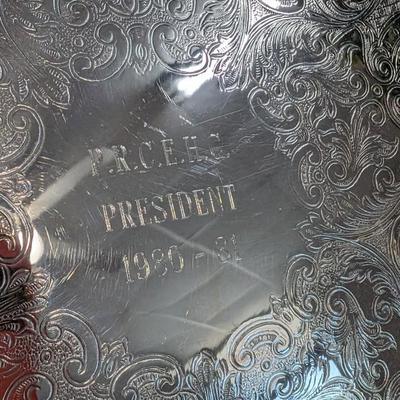 Vintage Leonard Serving Plate Dish Silverplated Engraved