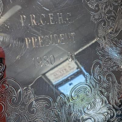 Vintage Leonard Serving Plate Dish Silverplated Engraved