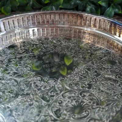 Vintage Leonard Serving Plate Dish Silverplated Engraved