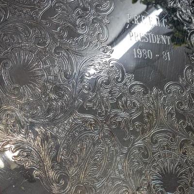 Vintage Leonard Serving Plate Dish Silverplated Engraved