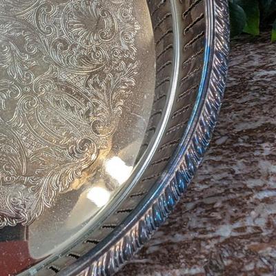Vintage Leonard Serving Plate Dish Silverplated Engraved