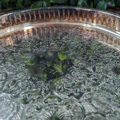Vintage Leonard Serving Plate Dish Silverplated Engraved