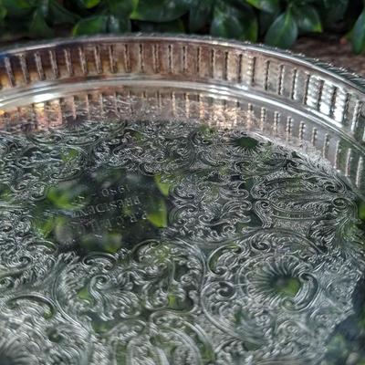 Vintage Leonard Serving Plate Dish Silverplated Engraved