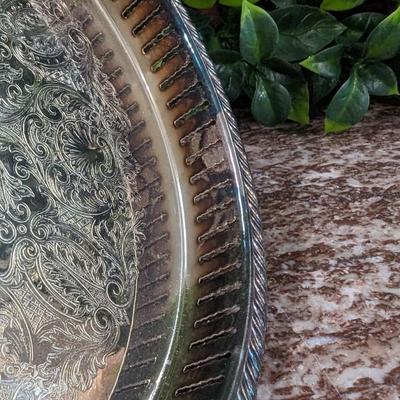 Vintage Leonard Serving Plate Dish Silverplated Engraved