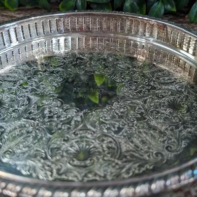 Vintage Leonard Serving Plate Dish Silverplated Engraved