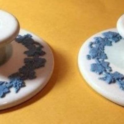 1-Pair of Vintage Wedgwood Candle Holders Preowned from an Estate as Pictured. (3.75" Diameter).