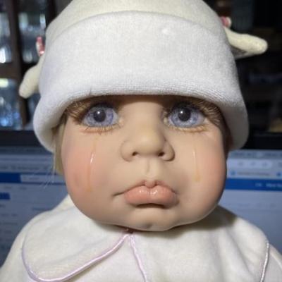 Vintage Gail Shumaker Crying Baby Doll 18" Marked Dated 1995 in Good Preowned Condition Plus 1 Extra Outfit.