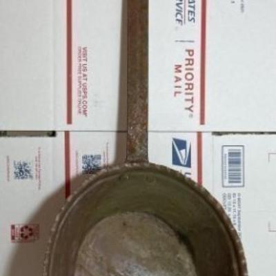 Antique/Primitive 19th Century Copper with Steel Handle Fireplace Ash Shovel 27" Tall Preowned from an Estate as Pictured.