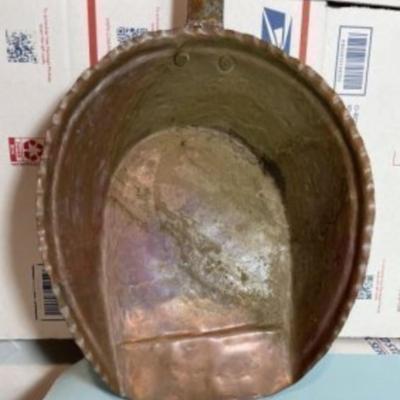 Antique/Primitive 19th Century Copper with Steel Handle Fireplace Ash Shovel 27" Tall Preowned from an Estate as Pictured.
