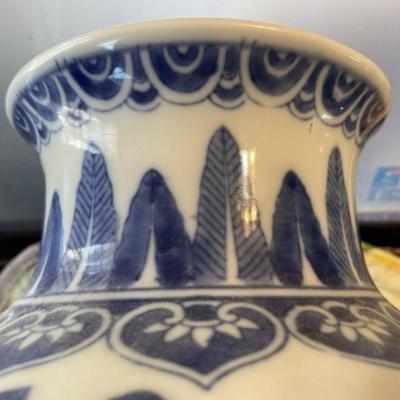 Chinese Blue & White Dragon Jar/Vase Heavy Porcelain Body Boldly Painted in Cobalt Blue w/4 Four-Clawed 12-1/2" Tall Preowned...