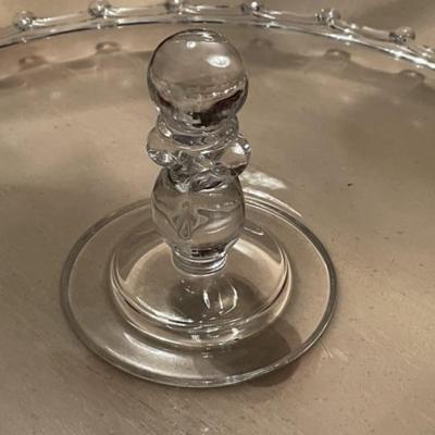 Vintage Heisey Lariat Pattern Mid-Century Center Handle Serving Tray/Platter 14" Diameter Preowned from an Estate VG Condition.