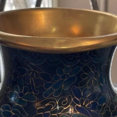 Vintage Asian Cloisonne Vase 15.25" TALL Preowned from an Estate in Fair Condition. Minor Rim Hit or Dent as Pic'd.