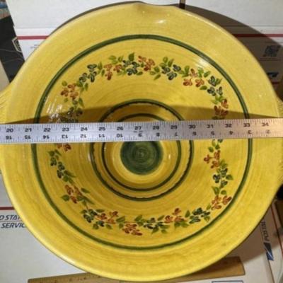 Vintage Terre ÃƒÂ¨ Provence Handmade in France Stoneware/Pottery Huge Serving Bowl 16" Diameter & 8.75" Tall w/Handles...