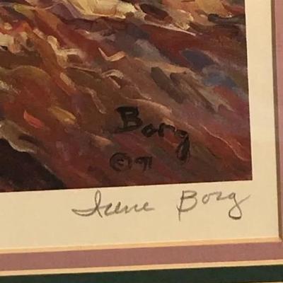 Irene Borg's Little Brother-II Signed & Numbered Lithograph 154/800 Framed 20.5" x 21.5" in Good Preowned Condition.