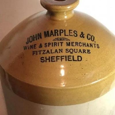 Scarce- John Marples & Company Sheffield Large Stoneware Jug 19" Tall & Very Heavy Preowned from an Estate.