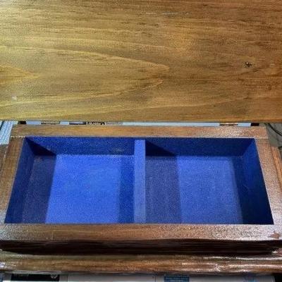 Vintage Mid-Century Hand Made & Etched Large Trinket Wooden Hinged Box 16.5" Long, 7" Wide", & 4.5" Tall in...