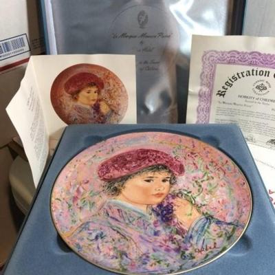 Edna Hibel Plate #2 Nobility of Children Le Marquis Maurice Pierre in Original Box w/Papers as Pictured.
