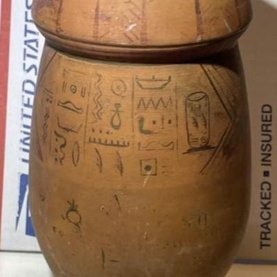 Very Early 8" Red Clay Terracotta Vase with Hieroglyphics Markings Very Interesting Piece.