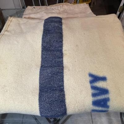 World War II Era United States Large Navy Blanket Preowned from an Estate in Fair-Good Condition.