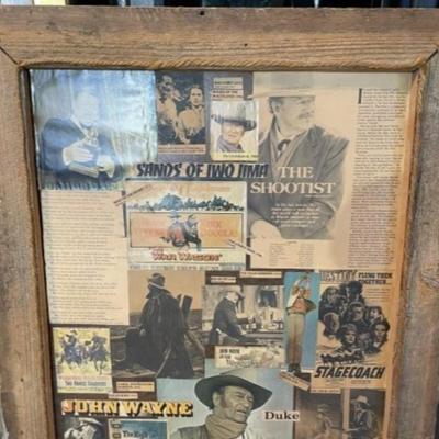 Vintage Mid-Century John Wayne "DUKE" Magazine/Newspaper Clipping Collage/Composite 23" x 41" as Pictured.