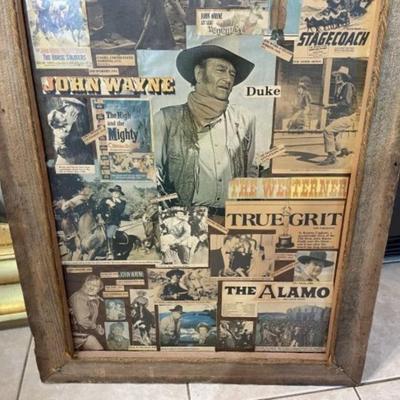 Vintage Mid-Century John Wayne "DUKE" Magazine/Newspaper Clipping Collage/Composite 23" x 41" as Pictured.