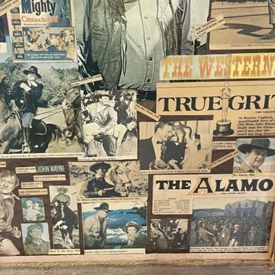 Vintage Mid-Century John Wayne "DUKE" Magazine/Newspaper Clipping Collage/Composite 23" x 41" as Pictured.