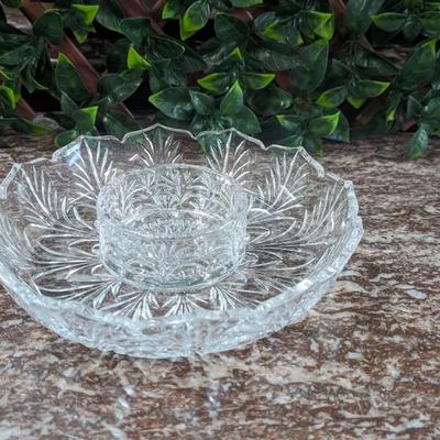 Glass Crystal 2 Piece Cracker Condiment Serving Plate