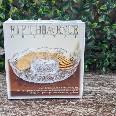 Glass Crystal 2 Piece Cracker Condiment Serving Plate