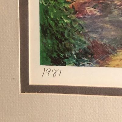 Theodore Xaras 1981 Signed Matted & Framed Pennsylvania Railroad Lithograph Frame Size 21in x 26in Good Preowned Condition.