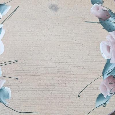 Vintage Hearts Roses Wooden Doll Table and 2 Chairs Pink Hand Painted