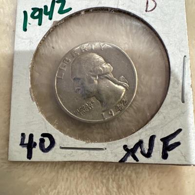 1942 D GEORGE WASHINGTON.25c silver XVF