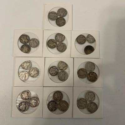Lot of 30 MERCURY SILVER DIMES