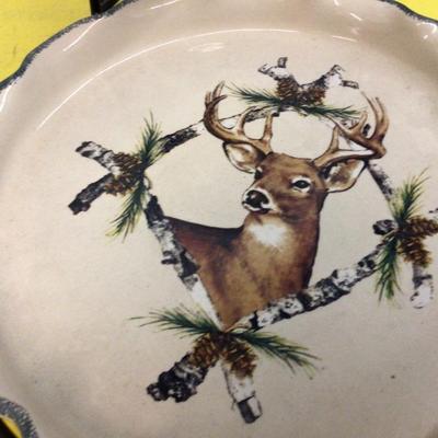 Deer Stoneware Chip and Dip Combination.
