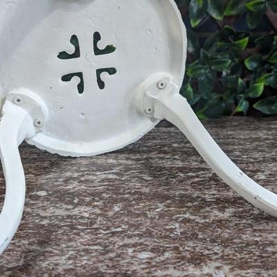 Vintage Hearts Roses Cast Iron Doll Chair and Table White