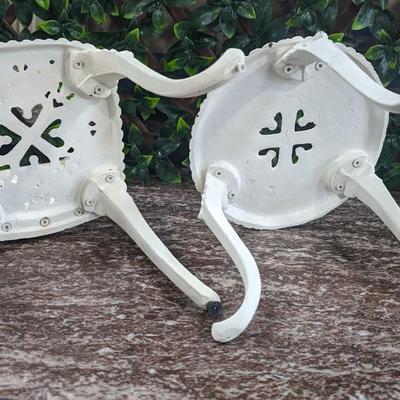 Vintage Hearts Roses Cast Iron Doll Chair and Table White