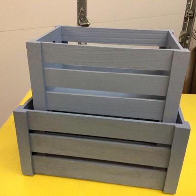 Blue Wood Boxes Set of Three