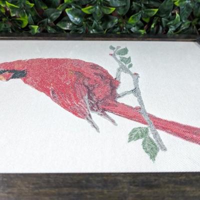 Framed Cloth Red Cardinal on Branch 16" x 20"