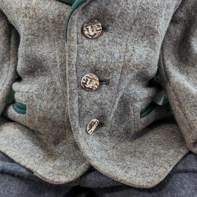 Vintage Eugene Doll 1978 53100 Jacket Gray Handmade Shorts Overalls Pinned