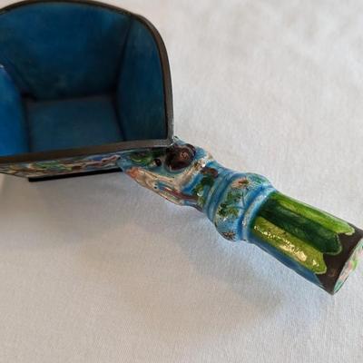 Antique Chinese Bath Water Dipper Enamel Cloisonne Metal