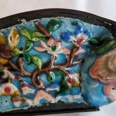 Antique Chinese Bath Water Dipper Enamel Cloisonne Metal
