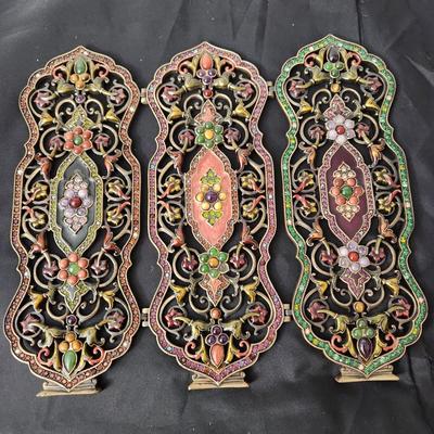 Jay Strongwater Filigree Folding Screen Siddhartha Chinoiserie Tapestry