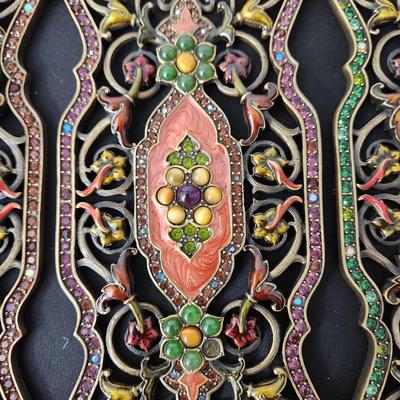 Jay Strongwater Filigree Folding Screen Siddhartha Chinoiserie Tapestry