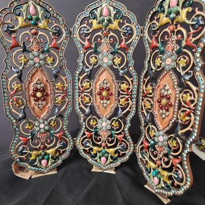 Jay Strongwater Filigree Folding Screen Siddhartha Chinoiserie Tapestry